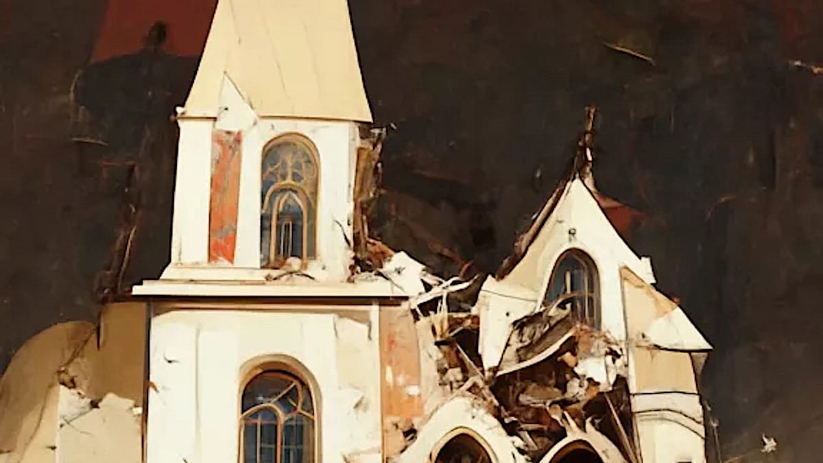 church collapsing